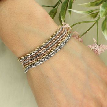 Srebrna bransoletka Fope Z1261 – trójkolorowa singapur 925 damska 18 cm Ag.jpg